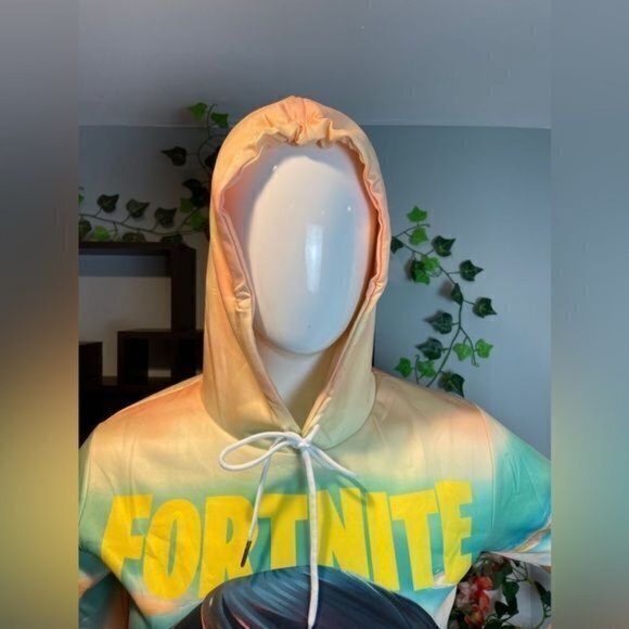 FORNITE Theme Vibin Tie Dyed Pullover Hoodie Fashion Sweatshirt L Junior RefJ027 - Picture 7 of 10